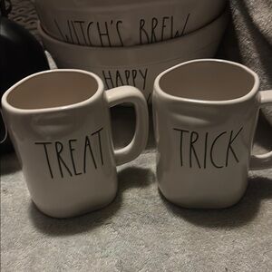 Rae Dunn White Ceramic Halloween Mugs